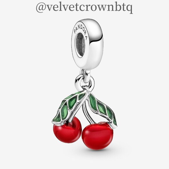 Pandora Asymmetrical Cherry Fruit Dangle Charm - Picture 1 of 6